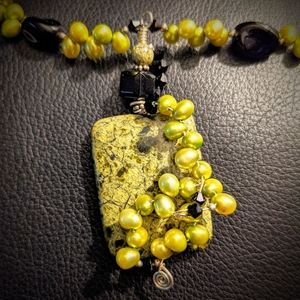 Uniquely Handcrafted, Dr. Eunice Genuine Onyx & Tahitian Yellow Stone necklace🌻